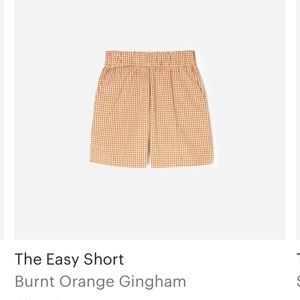 Everlane NWT The Easy Short Burnt Orange Gingham